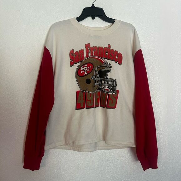 Junk Food Clothing Red and White Crew Neck Sweater - Picture 2 of 4